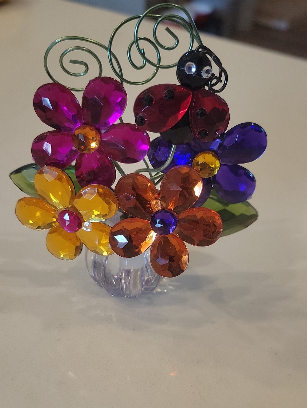 Sun Catcher With Ladybug Flower Bouquet